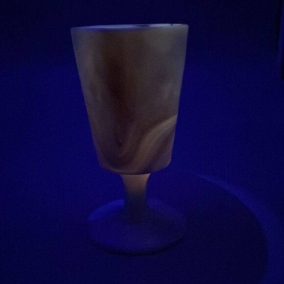 Vintage Slag Glass Goblet Vase Carmel Swirl - Picture 15 of 15